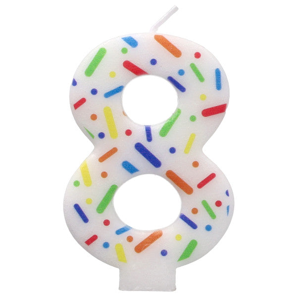 Rainbow Sprinkle Candle - Number 8