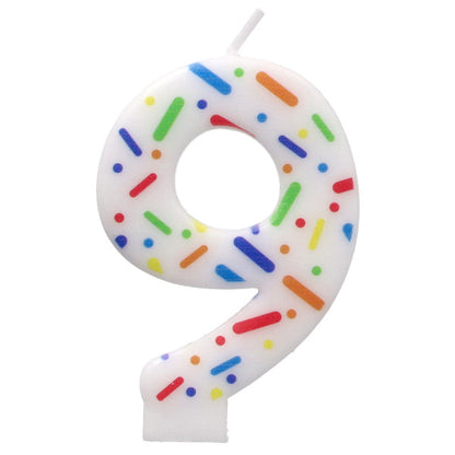 Rainbow Sprinkle Candle - Number 9