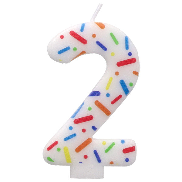 Rainbow Sprinkle Candle - Number 2