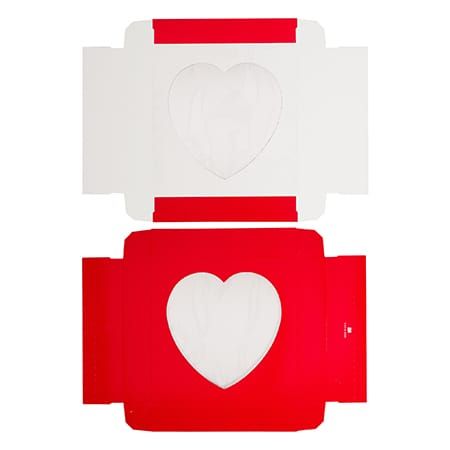 Red Candy Box with Heart Cutout, Half (.5) LB, 2 Piece Box with Separate Top & Bottom