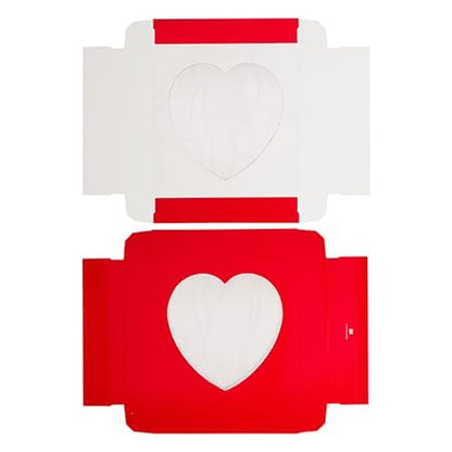 Red Candy Box with Heart Cutout, Half (.5) LB, 2 Piece Box with Separate Top & Bottom