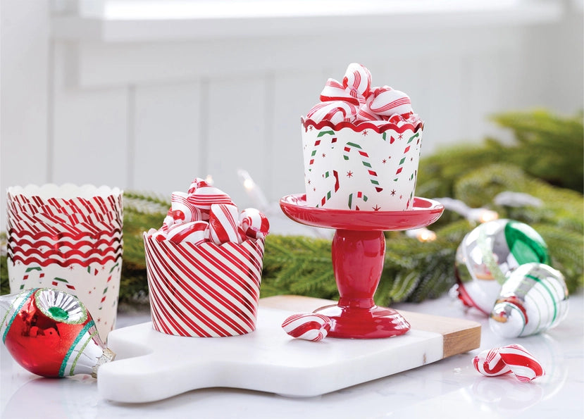Red Foil Candy Stripes 5oz Baking Cups