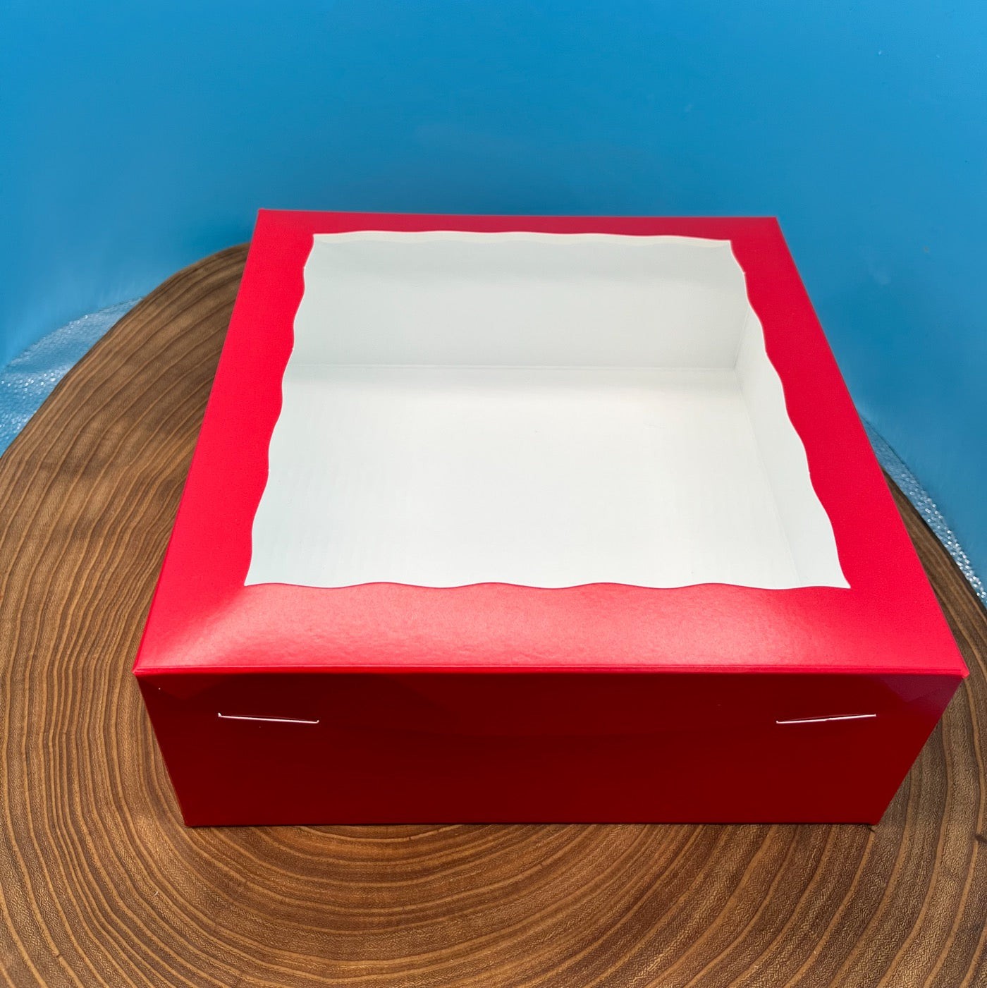 10 Inch Red Pastry Box with a Window - 10x10x4