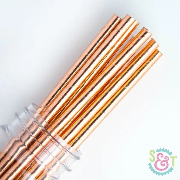 Metallic Rose Gold Cake Pop Straws - 25 Straws