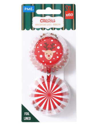 Rudolph Mini Foil-Lined Cupcake Cases - Set of 60