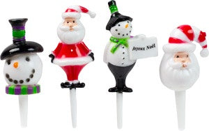 Santa and Snowmen Picks - Set of 4