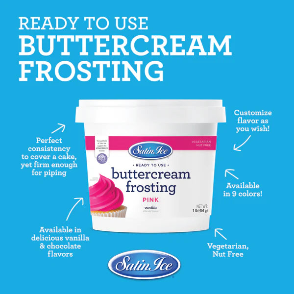 Satin Ice Pink Buttercream Frosting, 1lb