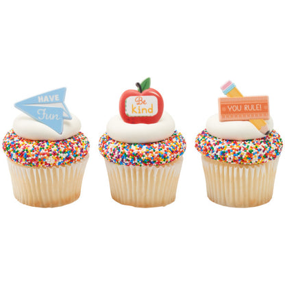 School Rules Cupcake Rings - 12 Rings