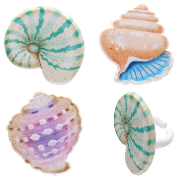 Seashells Cupcake Rings - 12 Rings