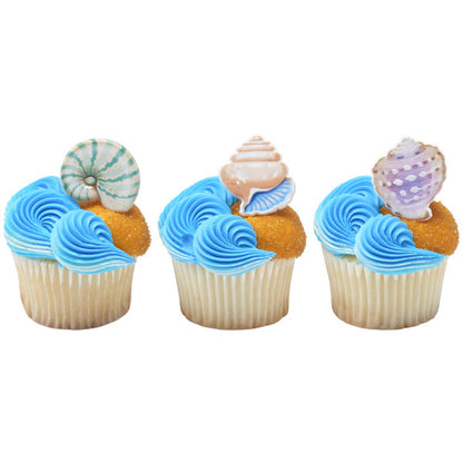 Seashells Cupcake Rings - 12 Rings