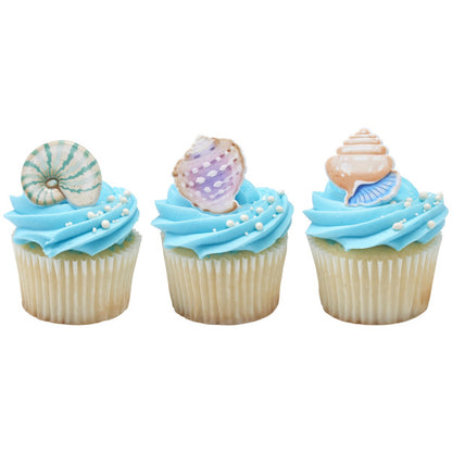 Seashells Cupcake Rings - 12 Rings
