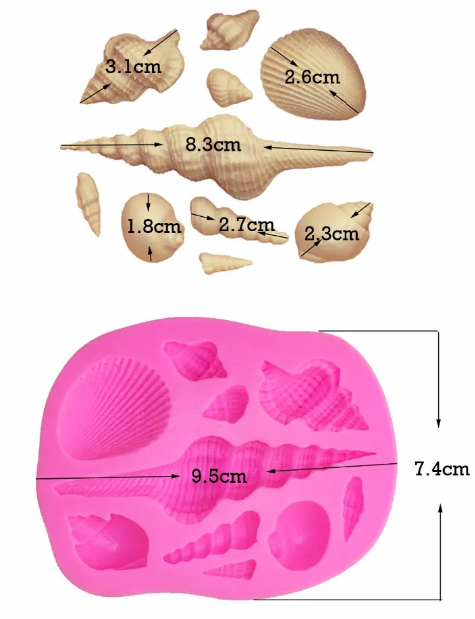 Seashell Silicone Mold with 10 Cavities