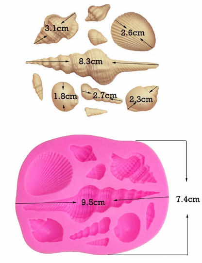Seashell Silicone Mold with 10 Cavities