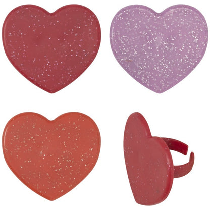 Shimmer Heart Cupcake Rings - 12 Rings