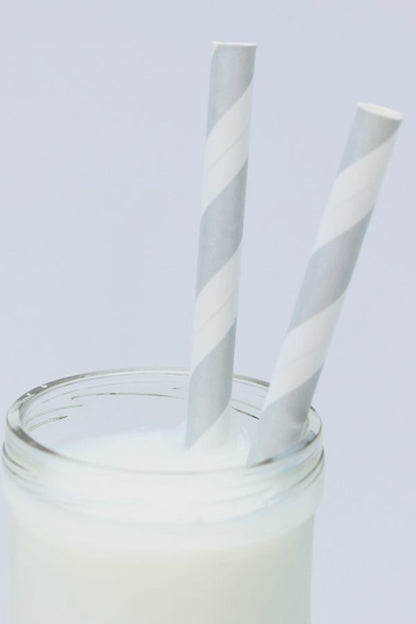 Silver Striped Cake Pop Straws - 25 Straws