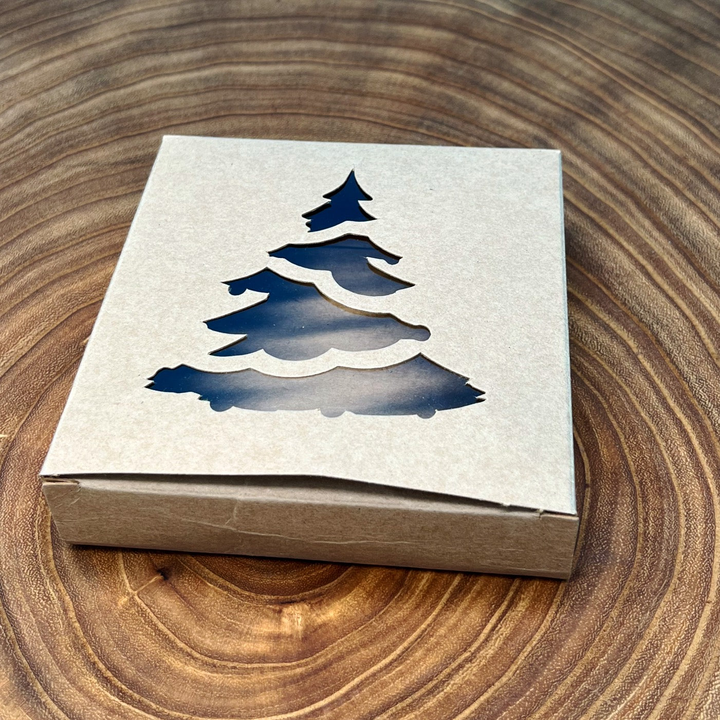 Kraft Christmas Tree Window Candy Box, 1 Piece Folding Box