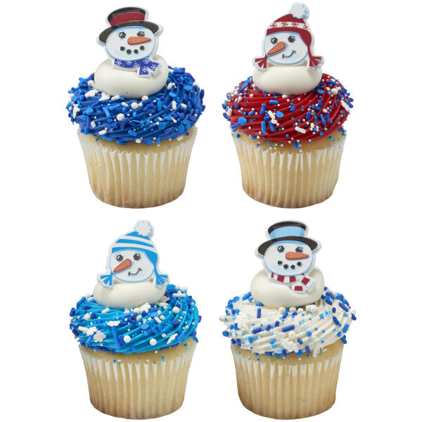 Snowman Friends Cupcake Rings - 12 Rings