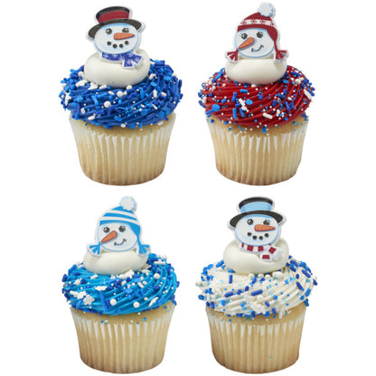 Snowman Friends Cupcake Rings - 12 Rings
