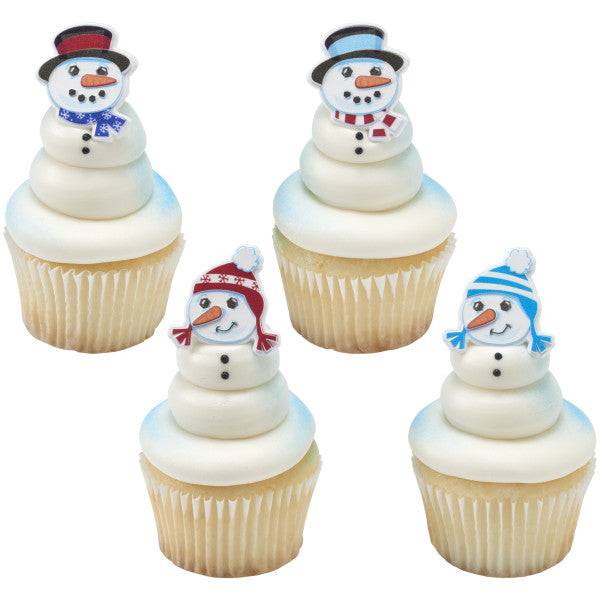 Snowman Friends Cupcake Rings - 12 Rings