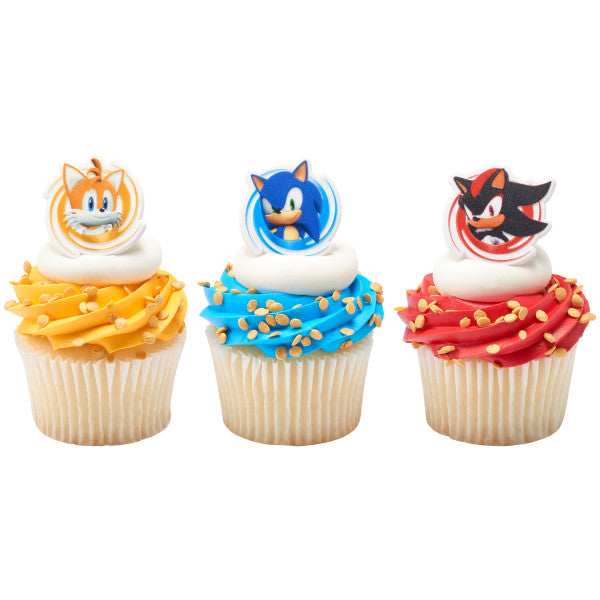 Sonic, Tails and Shadow Cupcake Rings - 12 Rings
