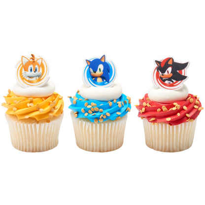 Sonic, Tails and Shadow Cupcake Rings - 12 Rings