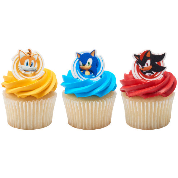 Sonic, Tails and Shadow Cupcake Rings - 12 Rings