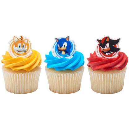 Sonic, Tails and Shadow Cupcake Rings - 12 Rings