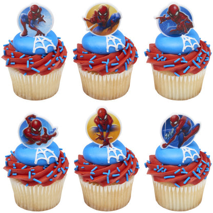 Spiderman - Neighborhood Hero Cupcake Rings - 12 Rings