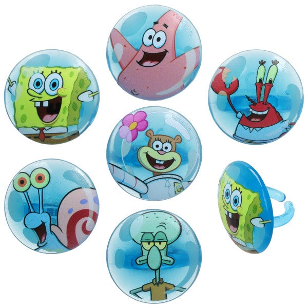 Spongebob Let's Hang Cupcake Rings - 12 Rings