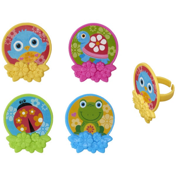 Spring Friends Cupcake Rings - 12 Rings