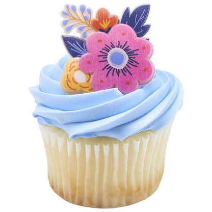 Spring Floral Cupcake Rings - 12 Rings