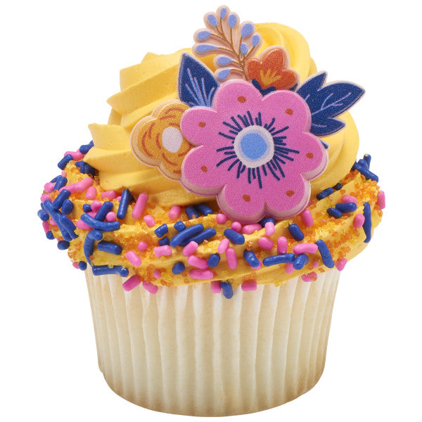 Spring Floral Cupcake Rings - 12 Rings
