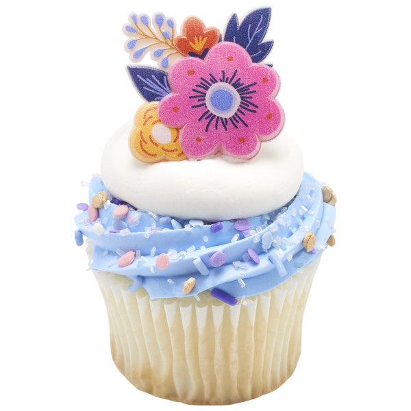 Spring Floral Cupcake Rings - 12 Rings