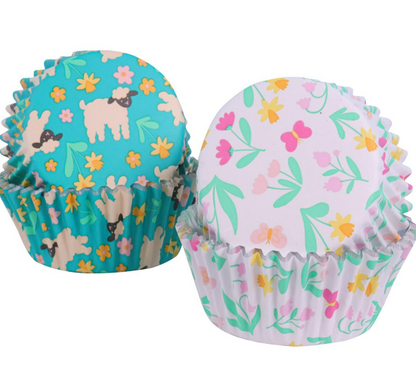 Easter Foil-Lined Cupcake Liners - Spring Meadow (Set of 60)