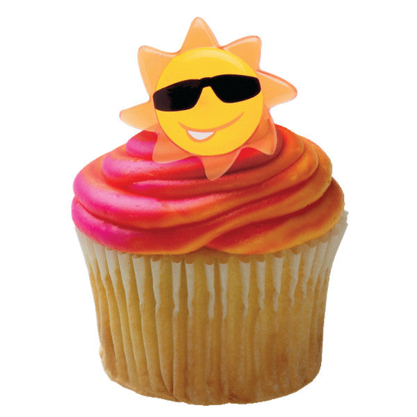 Sun Face Cupcake Rings - 12 Rings
