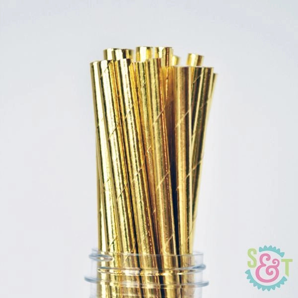 Metallic Gold Cake Pop Straws - 25 Straws