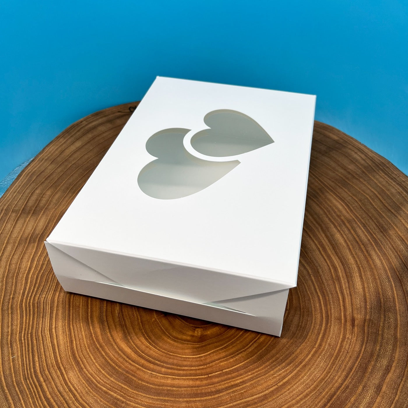 White Pastry Box with Heart Cutout - 10x7x2.5
