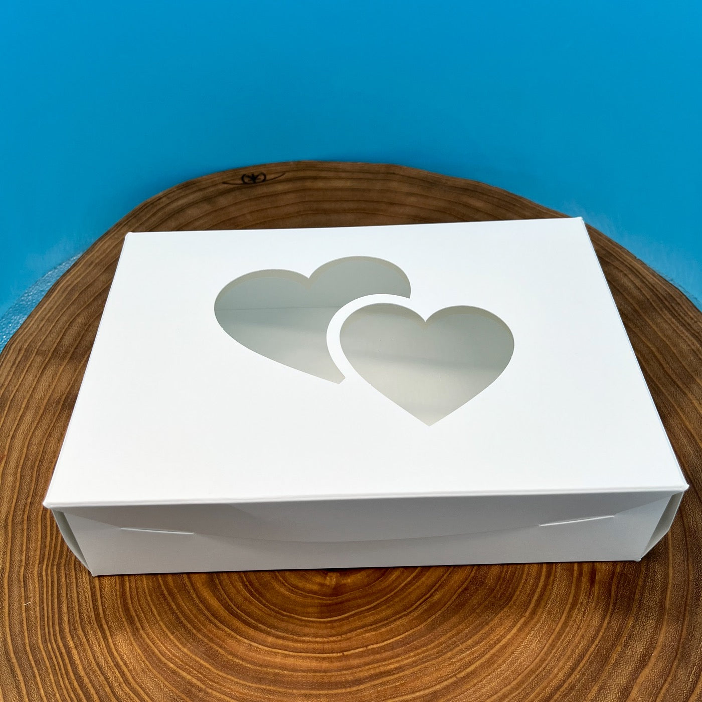 White Pastry Box with Heart Cutout - 10x7x2.5