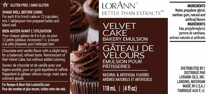 Velvet Cake Bakery Emulsion, 4oz, Lorann Oils