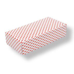 White Candy Box with Red Hearts, Half Lb (.5)