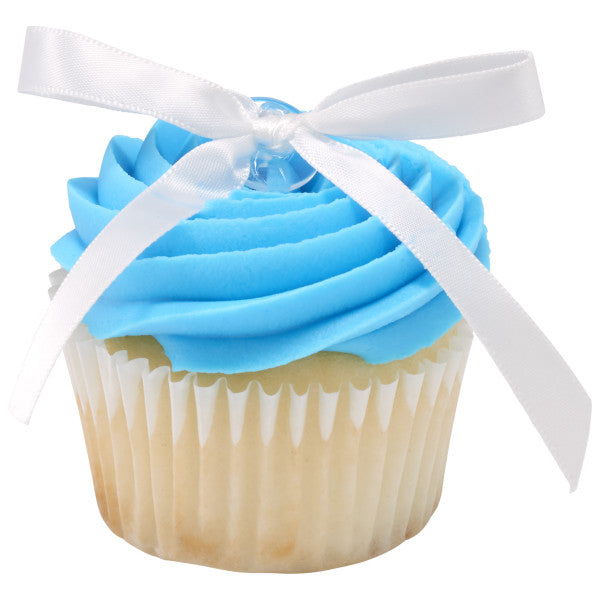 White Ribbon Bow Cupcake/Cake Decoration - 6