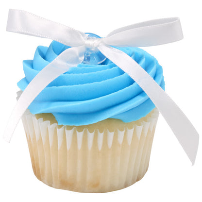 White Ribbon Bow Cupcake/Cake Decoration - 6