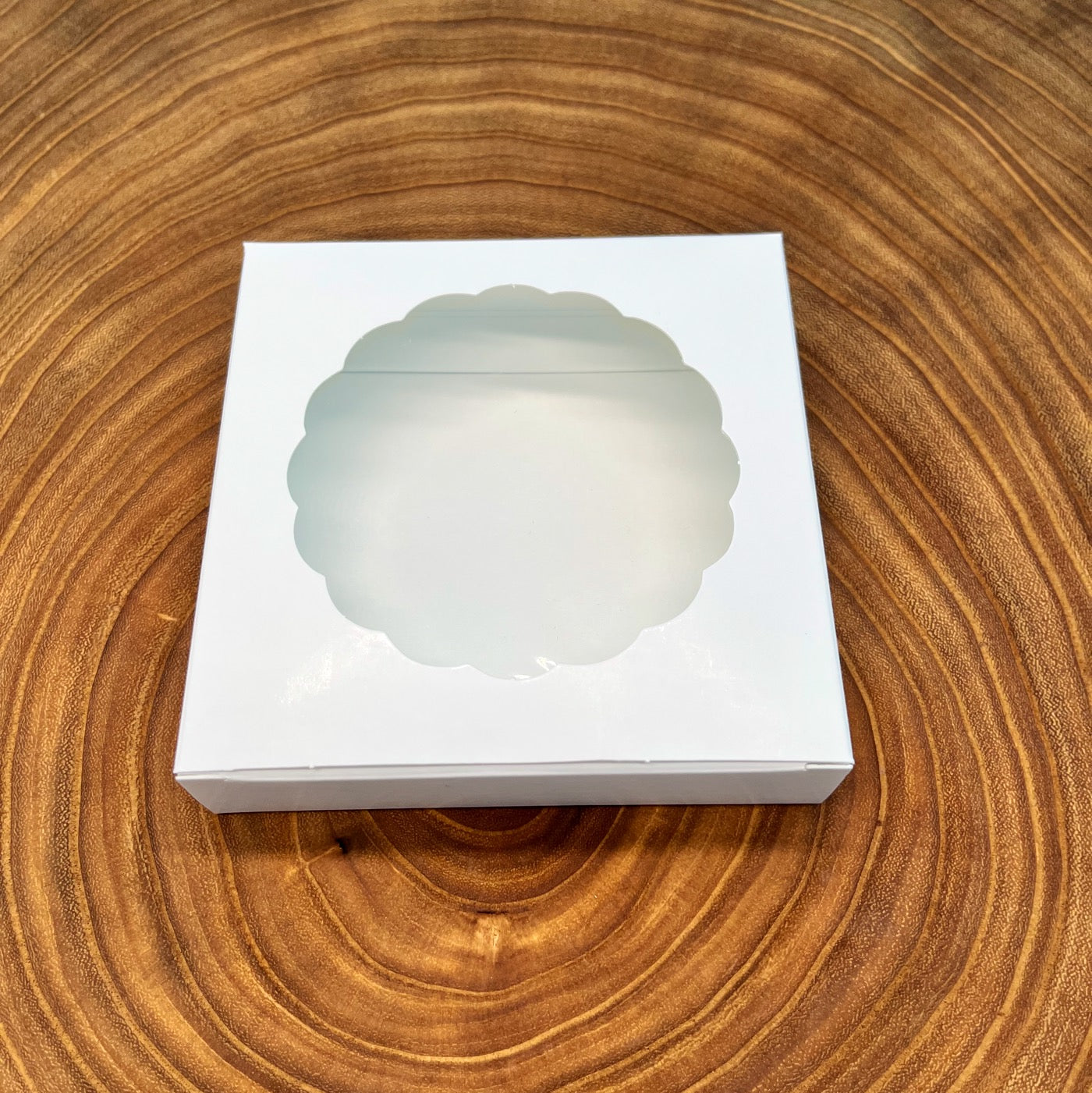 White Cookie Box with Window - 4 3/8 x 4 3/8 x 1