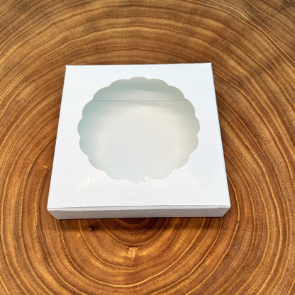 White Cookie Box with Window - 4 3/8 x 4 3/8 x 1