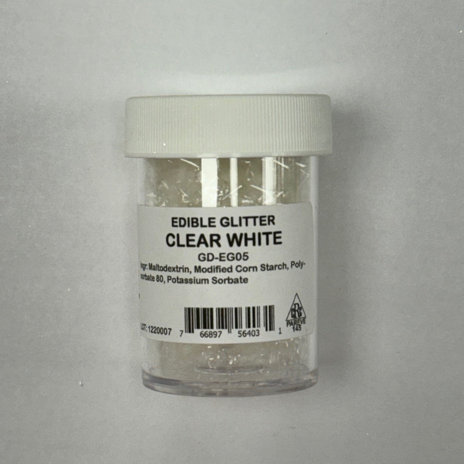 Clear White Edible Glitter Flakes