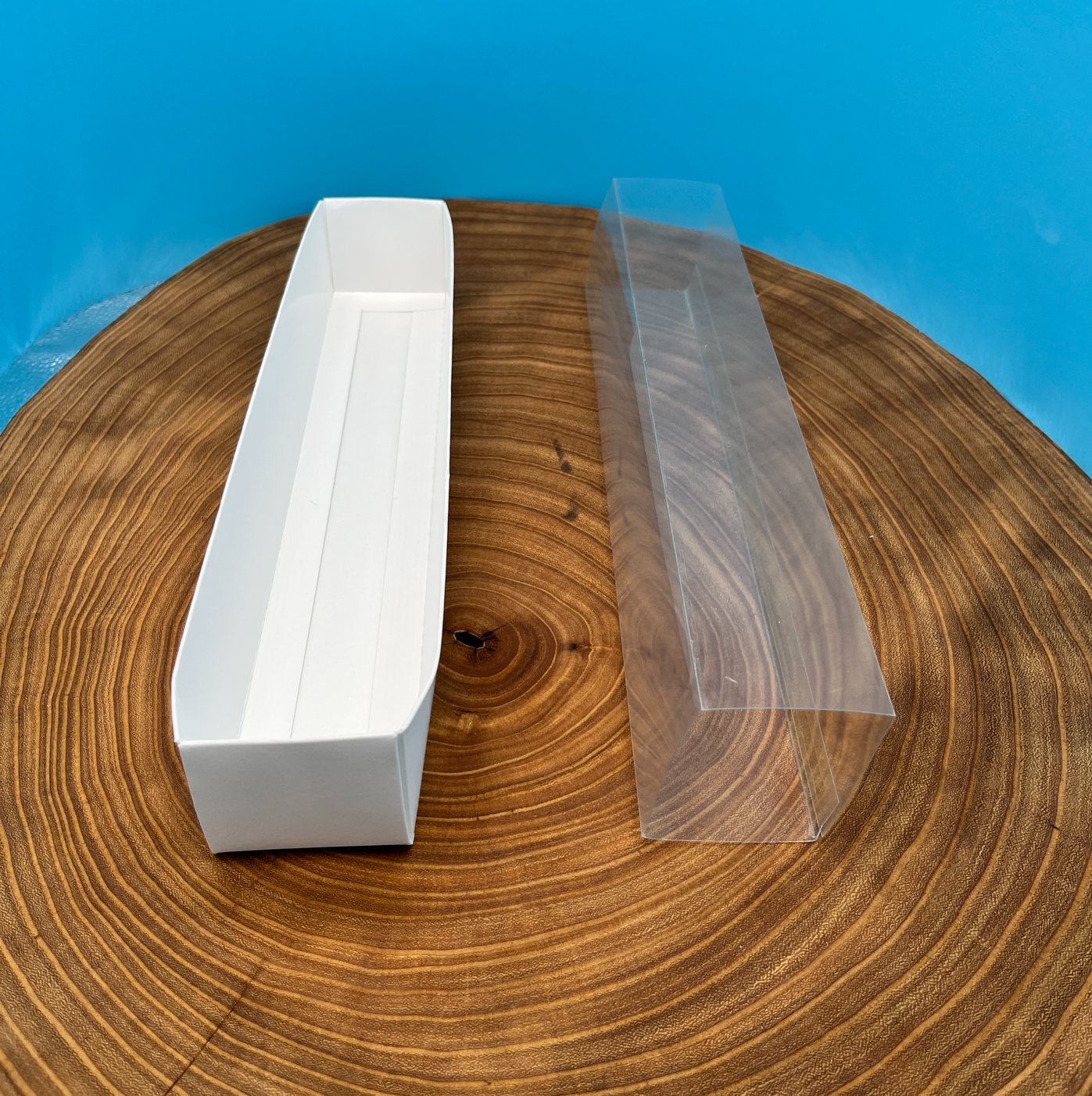 12 Inch White Macaron Box with a Clear Sleeve