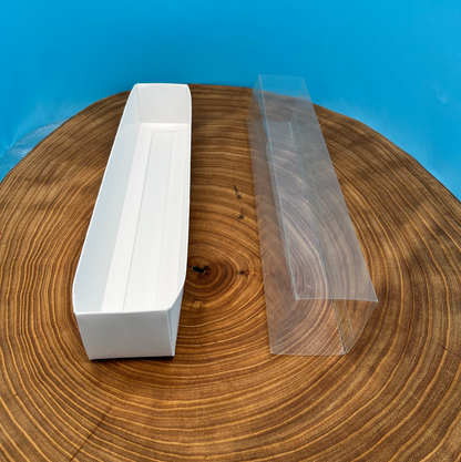 12 Inch White Macaron Box with a Clear Sleeve