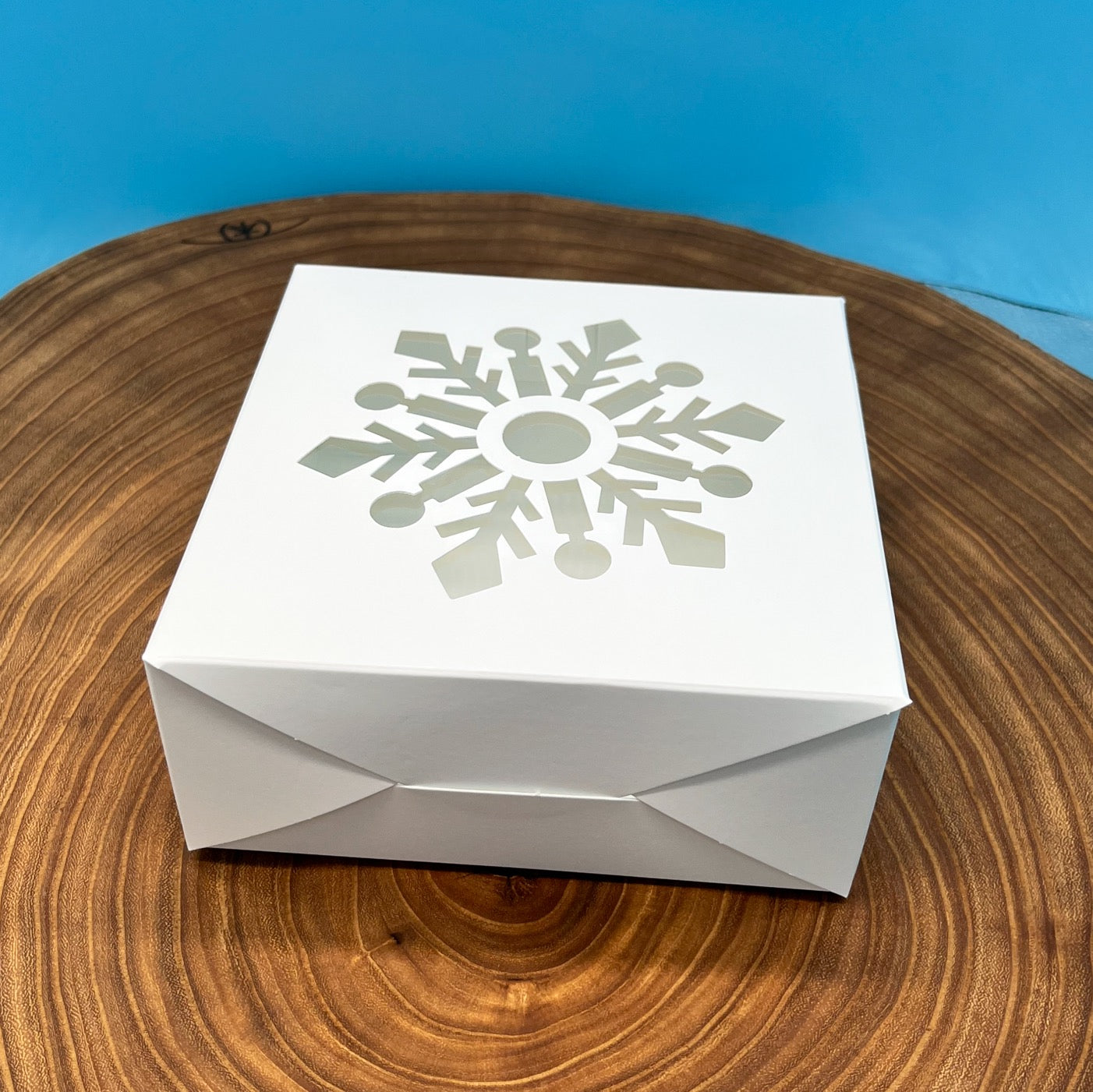 White Pastry Box with Snowflake Cutout - 6x6x2.5