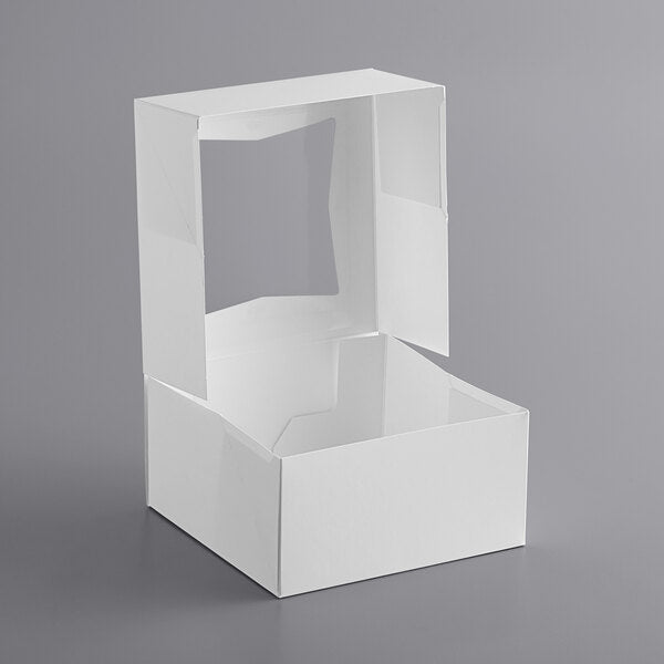 6x6x3 Inch White Pie Box with Window - Auto-Popup