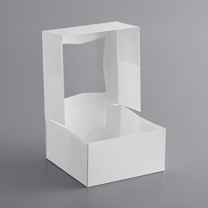 6x6x3 Inch White Pie Box with Window - Auto-Popup
